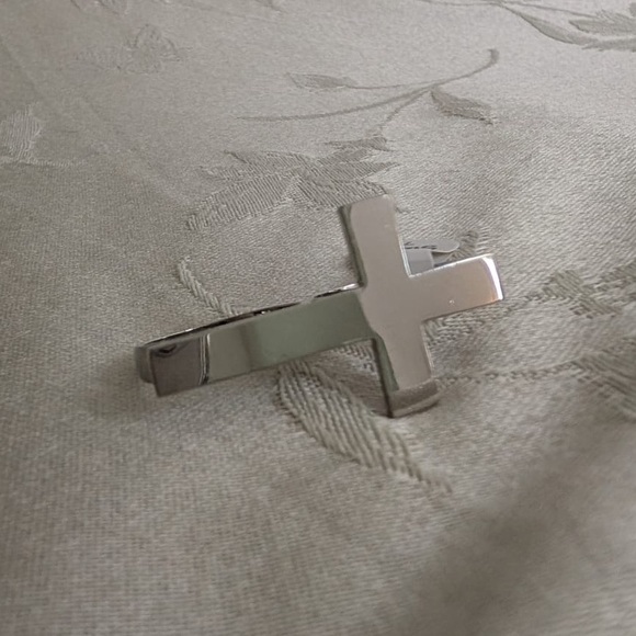 Two Finger Double Finger Cross Ring Silver Size 6 Size 7 - Picture 3 of 5